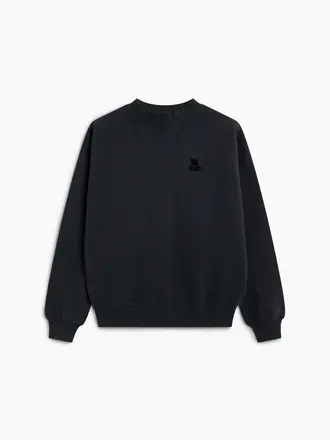 The New Society TNS Logo Rib Collar Sweatshirt - Dark Grey Melange