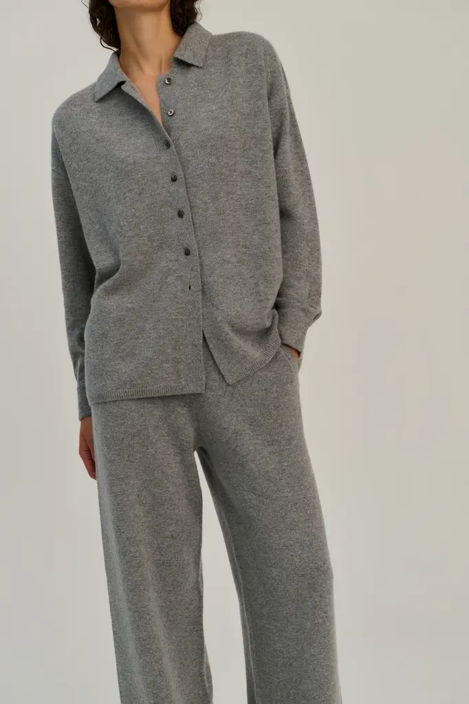 Rhea Knitted Shirt - Mid Grey