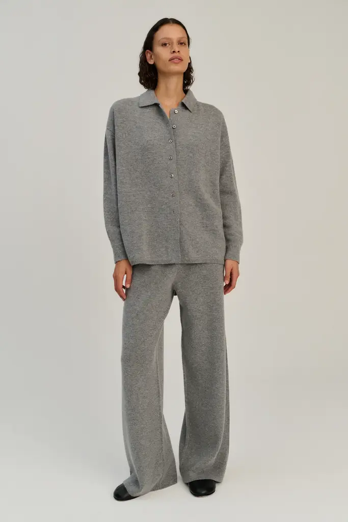 Rhea Knitted Shirt - Mid Grey