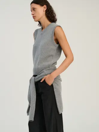 Rhea Knitted Vest - Mid Grey