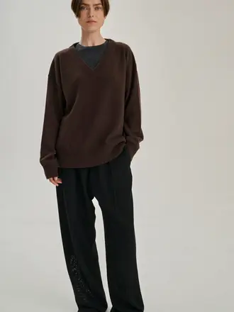 Rhea Knitted V-neck - Dark Brown