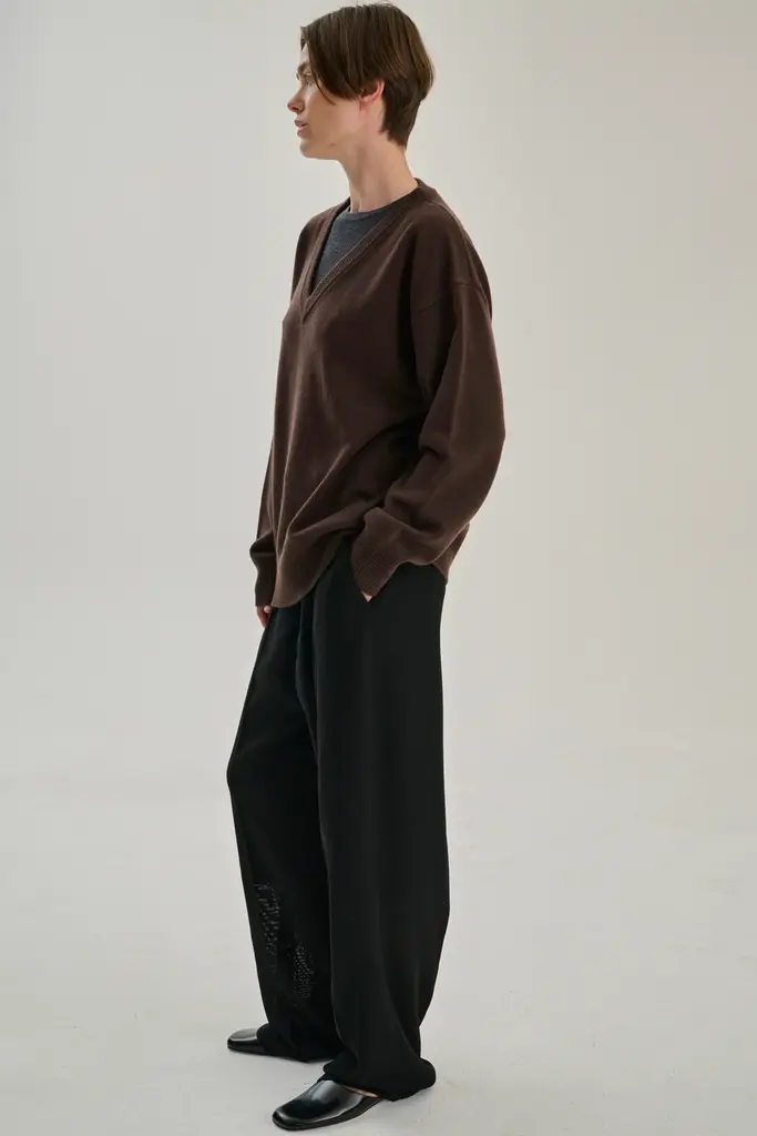 Rhea Knitted V-neck - Dark Brown