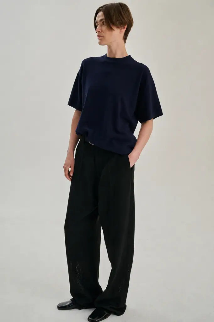 Rhea Knitted T-shirt - Navy