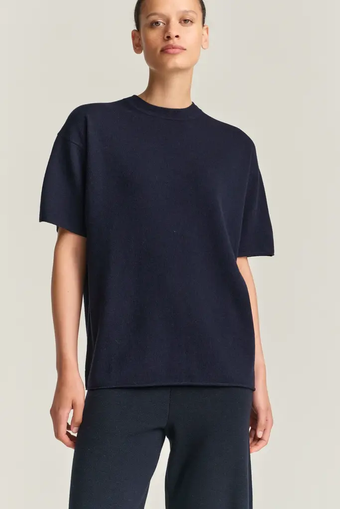 Rhea Knitted T-shirt - Navy