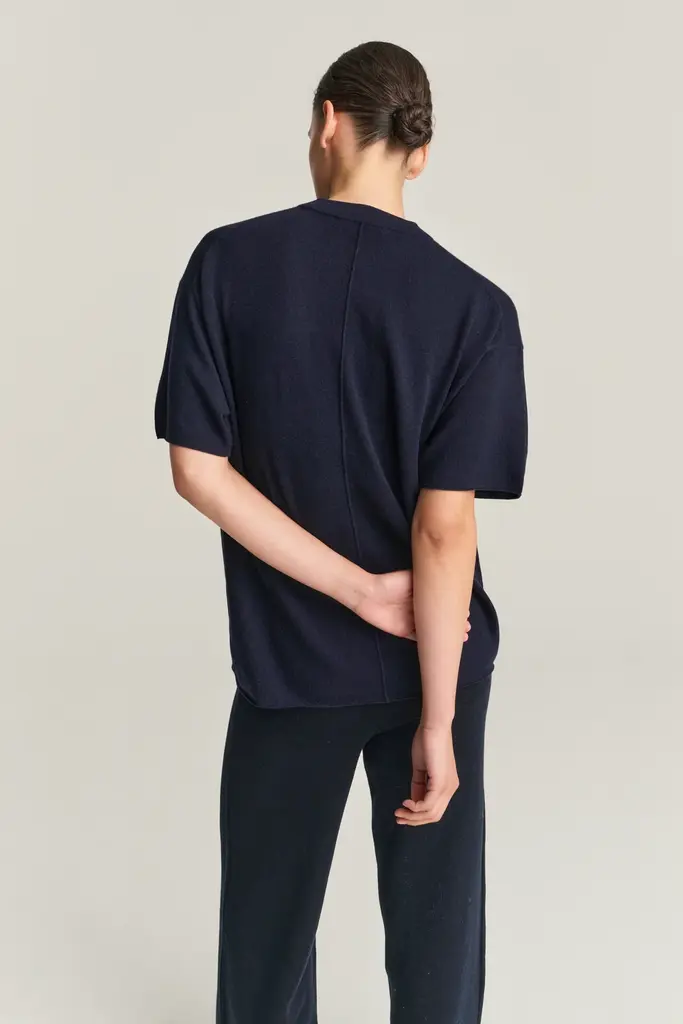 Rhea Knitted T-shirt - Navy