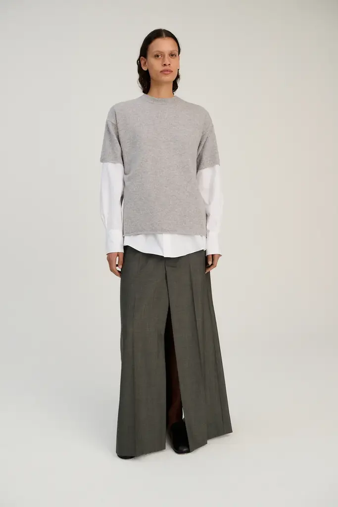 Rhea Knitted T-shirt - Light Grey