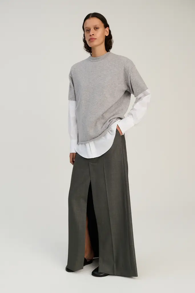 Rhea Knitted T-shirt - Light Grey