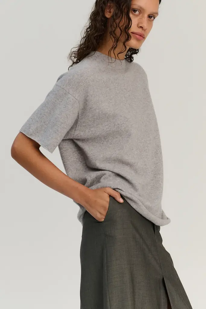Rhea Knitted T-shirt - Light Grey
