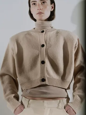 Rhune Lune Padded Shoulder Cardigan - Beige