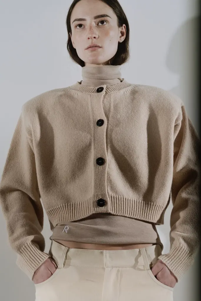Rhune Lune Padded Shoulder Cardigan - Beige