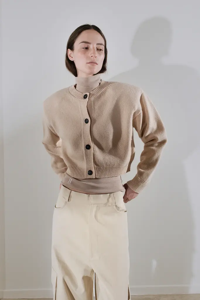 Rhune Lune Padded Shoulder Cardigan - Beige