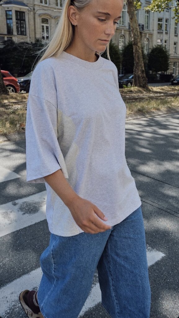 Cou Cou Collection Margartia Tee - Light Grey/Ecru Lace