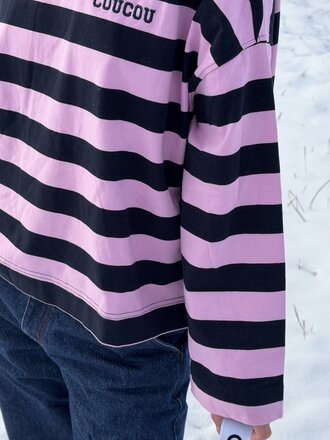 Cou Cou Collection Pancake Tee - Navy Pink Stripes