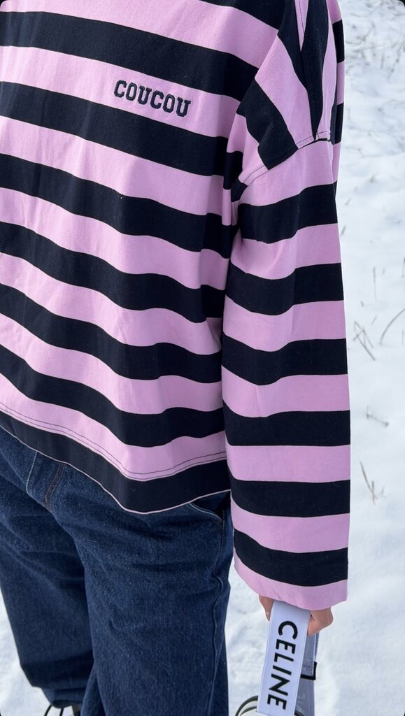 Cou Cou Collection Pancake Tee - Navy Pink Stripes