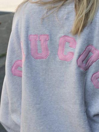 Cou Cou Collection Joseph Sweater - Light Grey/Pink Letters