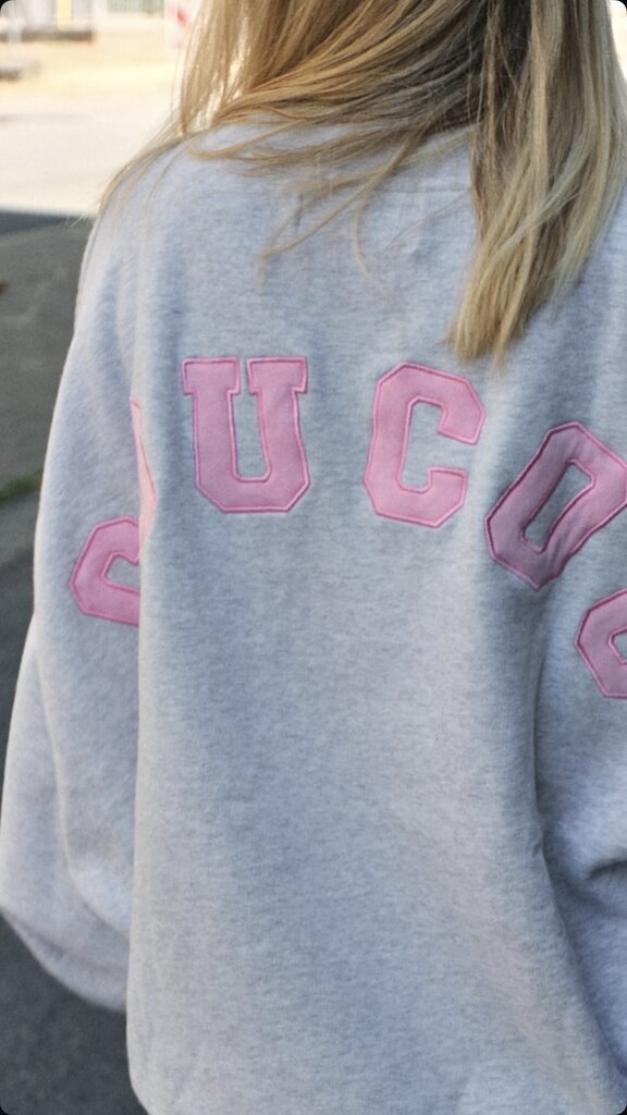 Cou Cou Collection Joseph Sweater - Light Grey/Pink Letters