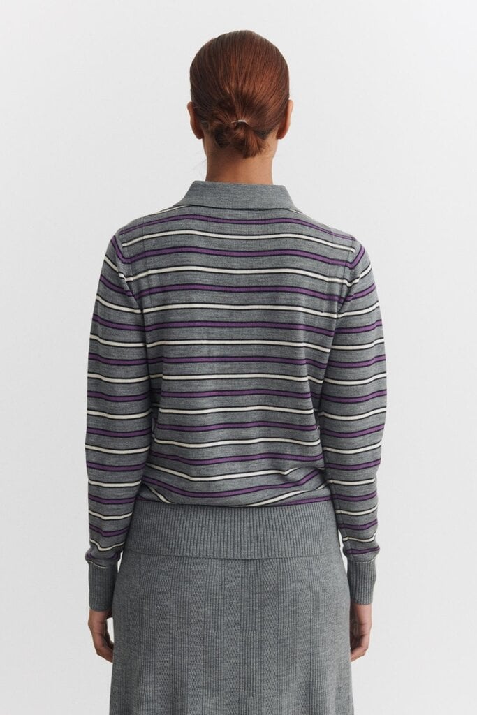 FUB Polo Longsleeve - Steel Melange/Violet