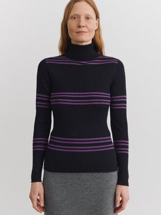 FUB Rollneck Blouse - Navy/Violet