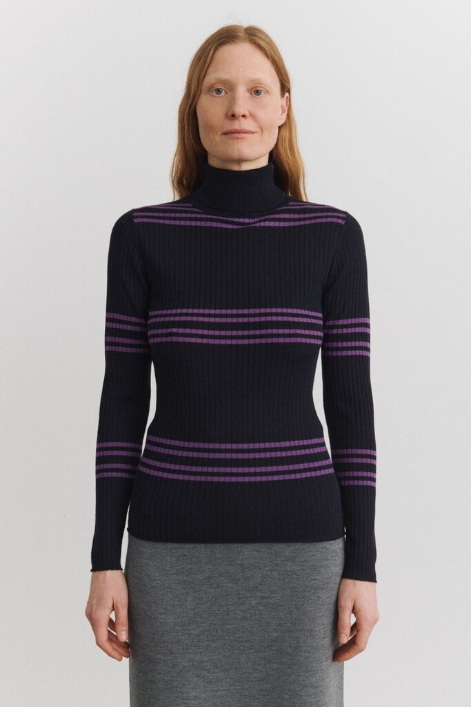 FUB Rollneck Blouse - Navy/Violet
