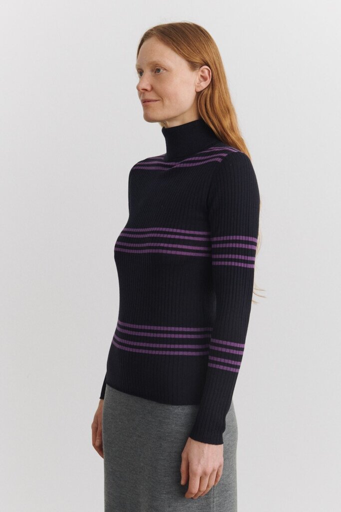 FUB Rollneck Blouse - Navy/Violet