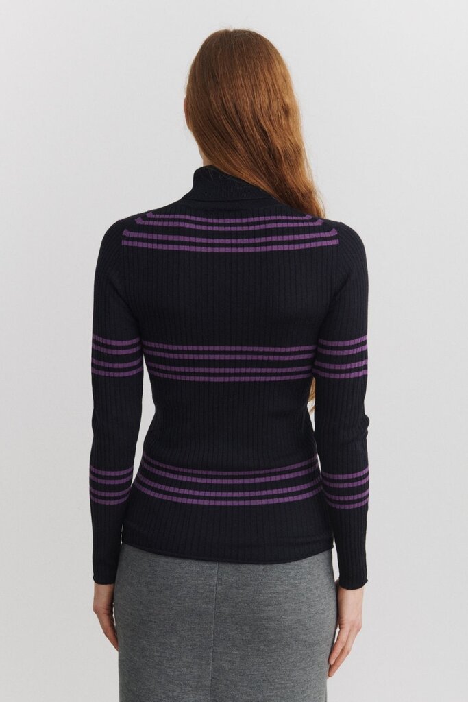 FUB Rollneck Blouse - Navy/Violet