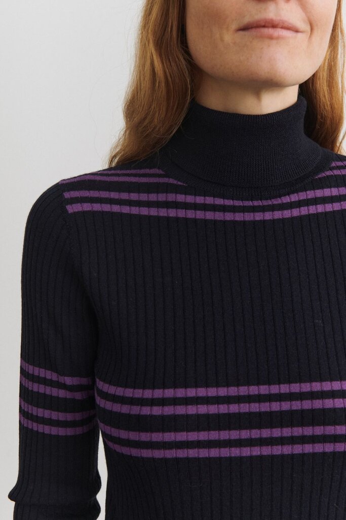 FUB Rollneck Blouse - Navy/Violet