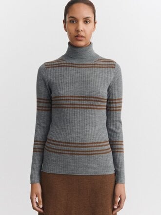 FUB Rollneck Blouse - Steel Melange/Hazel Melange