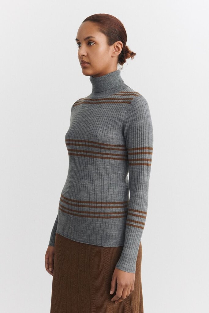 FUB Rollneck Blouse - Steel Melange/Hazel Melange