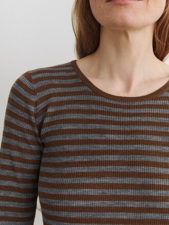 FUB Thin Rib Blouse - Hazel Melange/Steel Melange