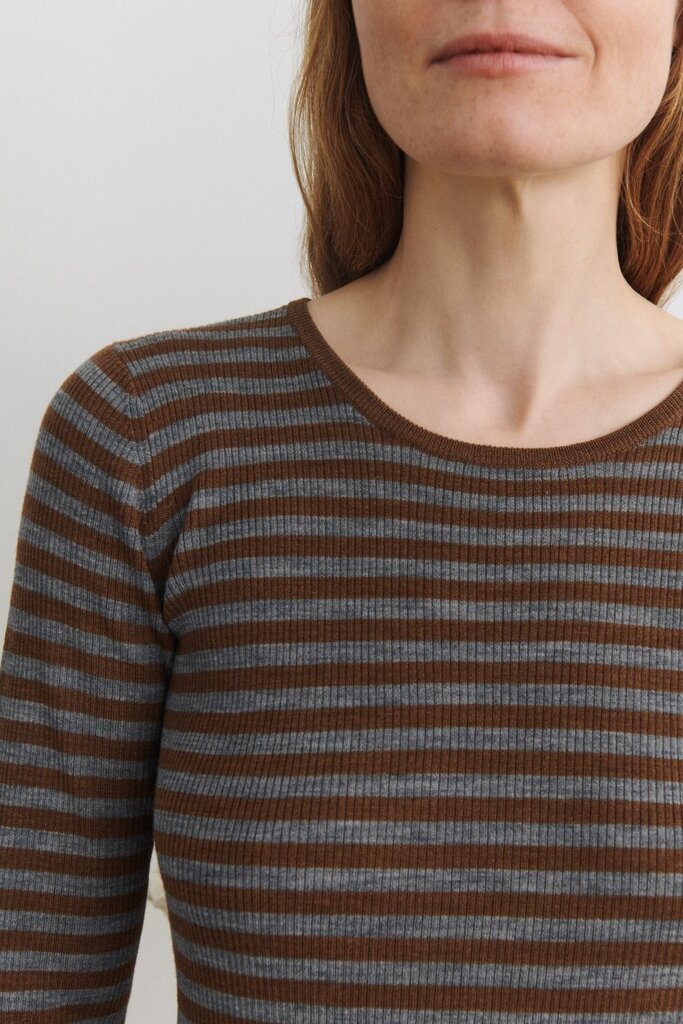 FUB Thin Rib Blouse - Hazel Melange/Steel Melange