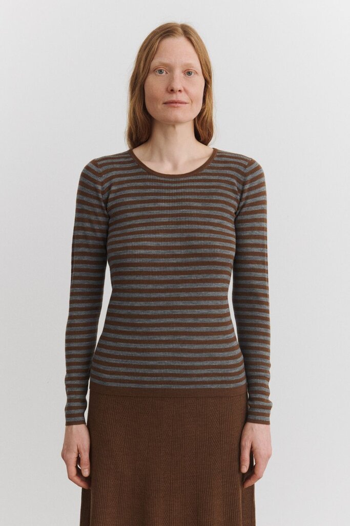 FUB Thin Rib Blouse - Hazel Melange/Steel Melange
