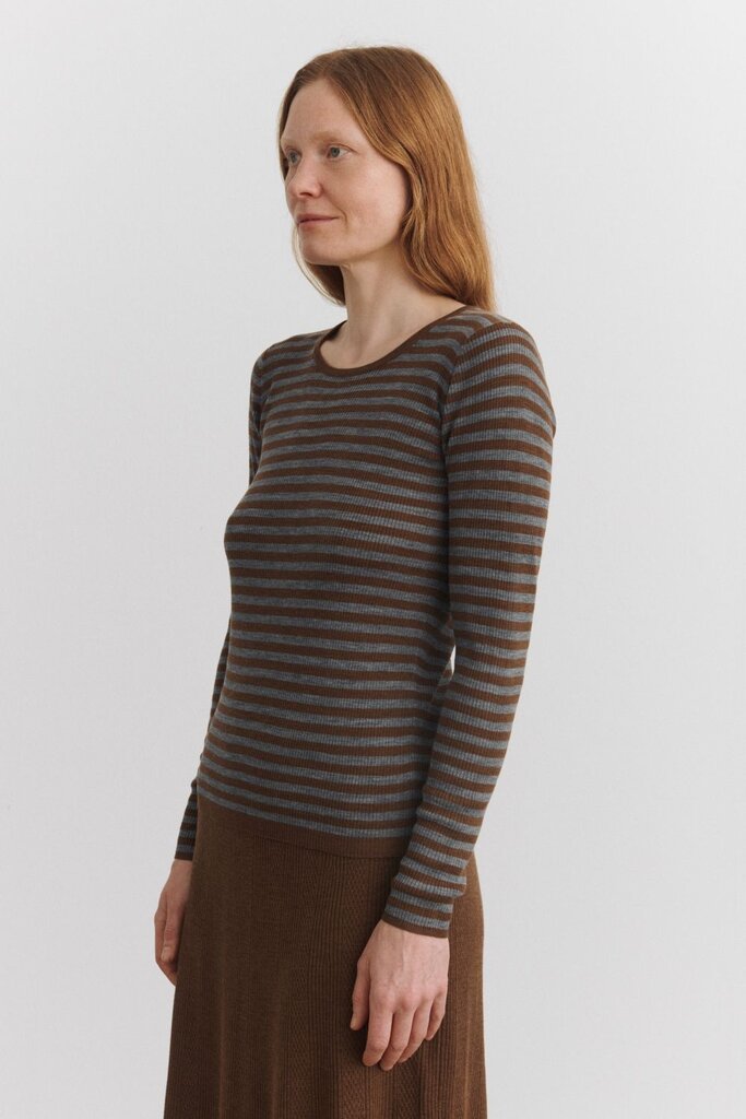 FUB Thin Rib Blouse - Hazel Melange/Steel Melange