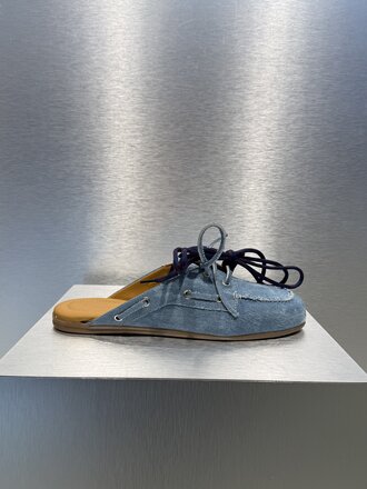 Posa Boat Loafer Mule Denim - Light Blue