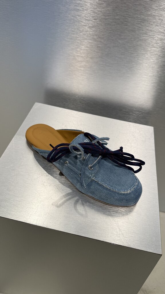 Posa Boat Loafer Mule Denim - Light Blue
