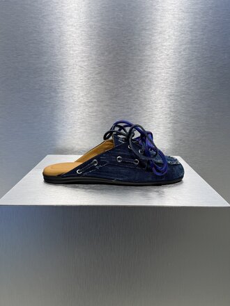 Posa Boat Loafer Mule Denim - Dark Blue