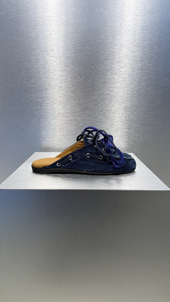 Posa Boat Loafer Mule Denim - Dark Blue