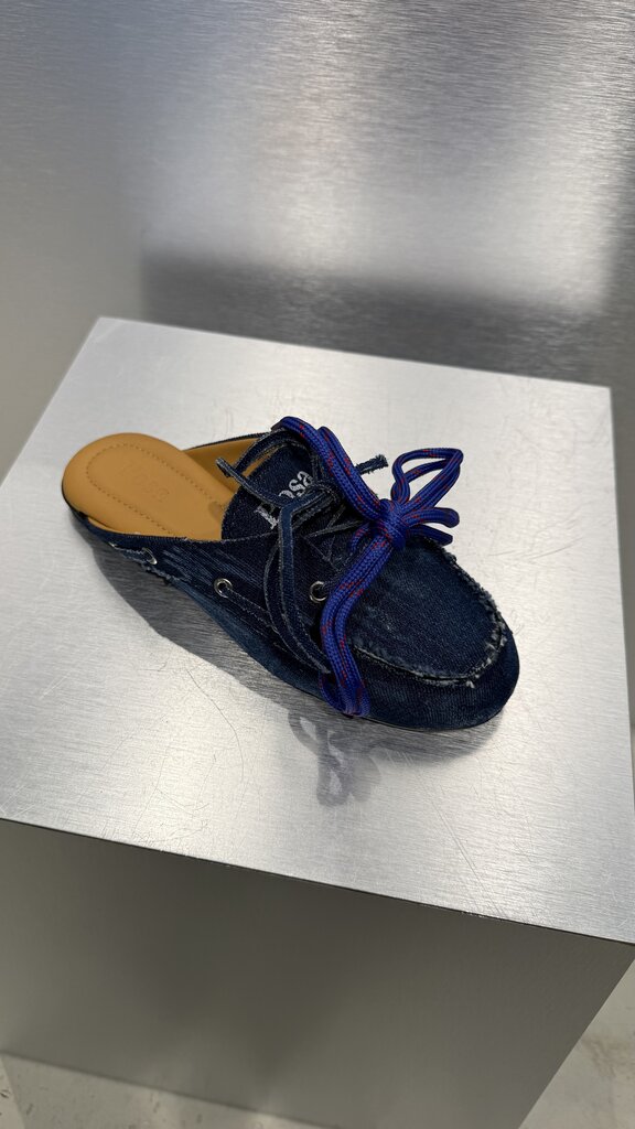 Posa Boat Loafer Mule Denim - Dark Blue