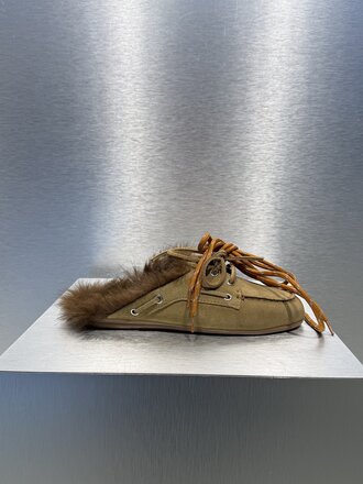 Posa Boat loafer Mule Hairy Fur - Suede
