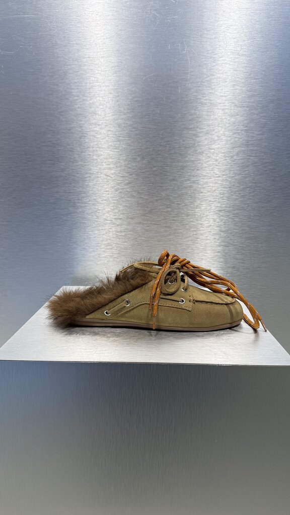 Posa Boat loafer Mule Hairy Fur - Suede