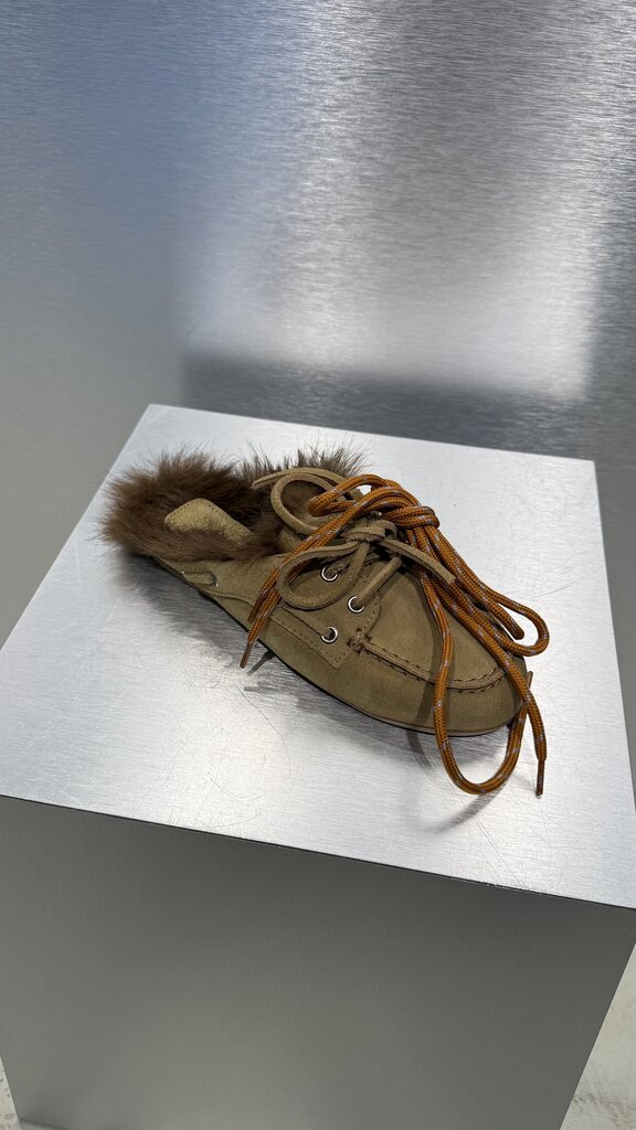 Posa Boat loafer Mule Hairy Fur - Suede