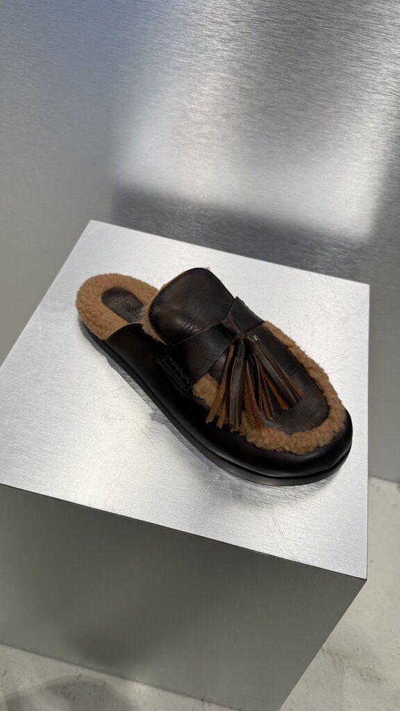 Posa Ranch Tassel Mule Leather - Coffee