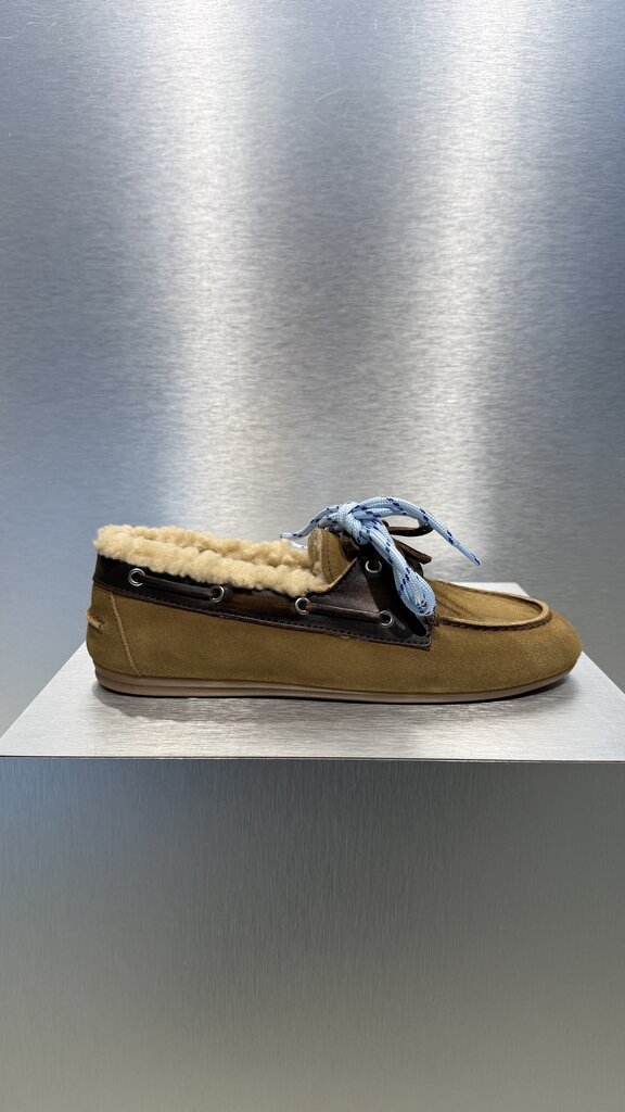 Posa Boat loafer brushed suede - FUR - Coffee/ caramelo
