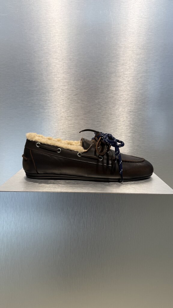 Posa Boat Loafer Brushed FUR Leather - Coffee 2.0