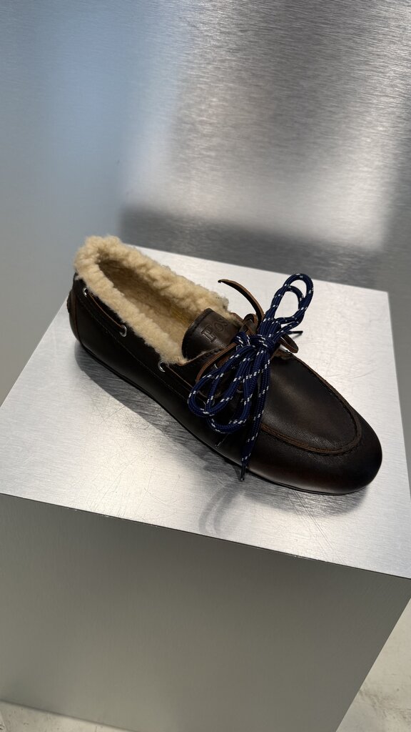 Posa Boat Loafer Brushed FUR Leather - Coffee 2.0