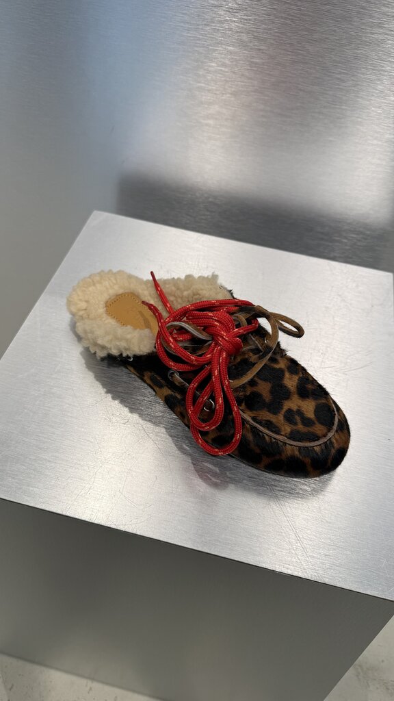 Posa Boat Loafer Mule FUR - Leopard