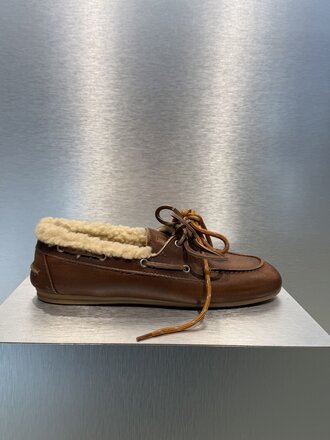 Posa Boat Loafer Brushed Leather Fur 2.0 - Brown