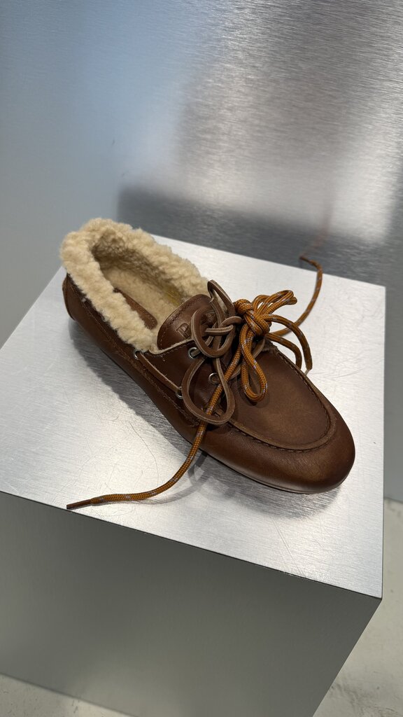 Posa Boat Loafer Brushed Leather Fur 2.0 - Brown