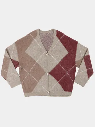 NOTED Denny Cardigan - Grey/Khaki/Bordeaux/White