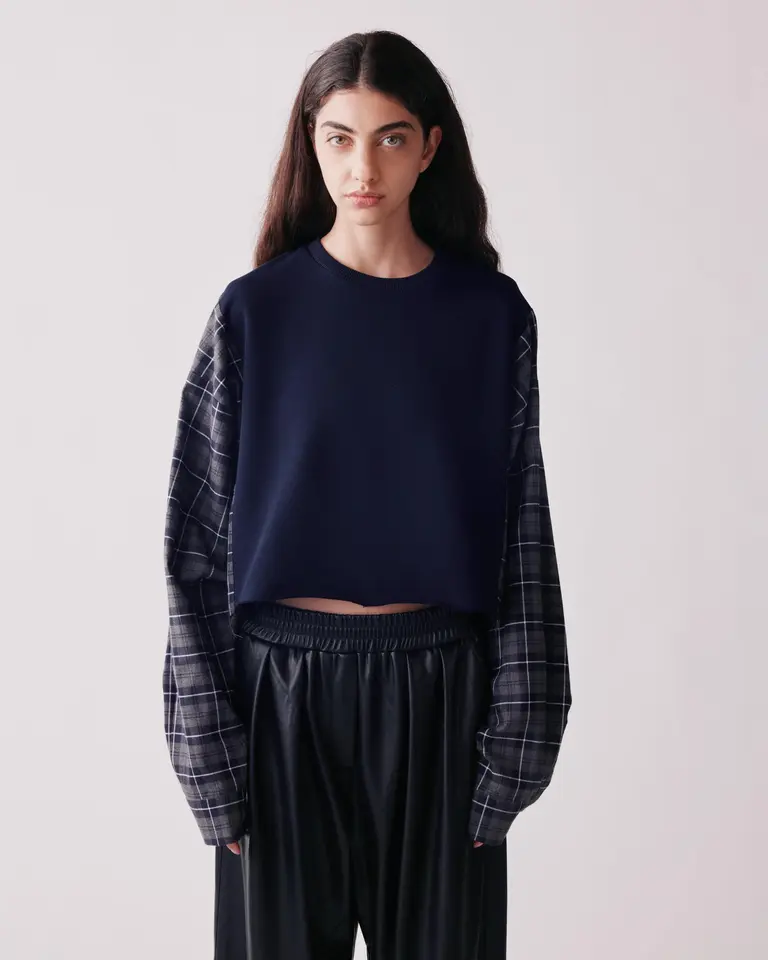 JOHNY Marianne Sweater - Navy/Grey Check
