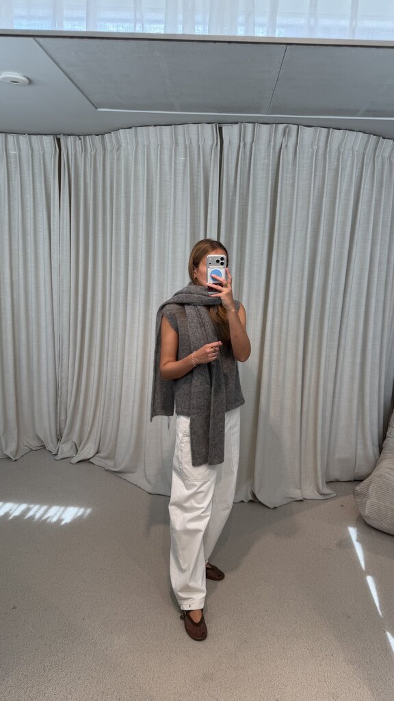 No Man's Land Knitted Mohair Scarf - Soft Grey
